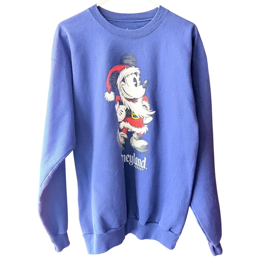 Vintage Disneyland Resort Santa Mickey Mouse Sweatshirt Women's Pullover‎ Navy L